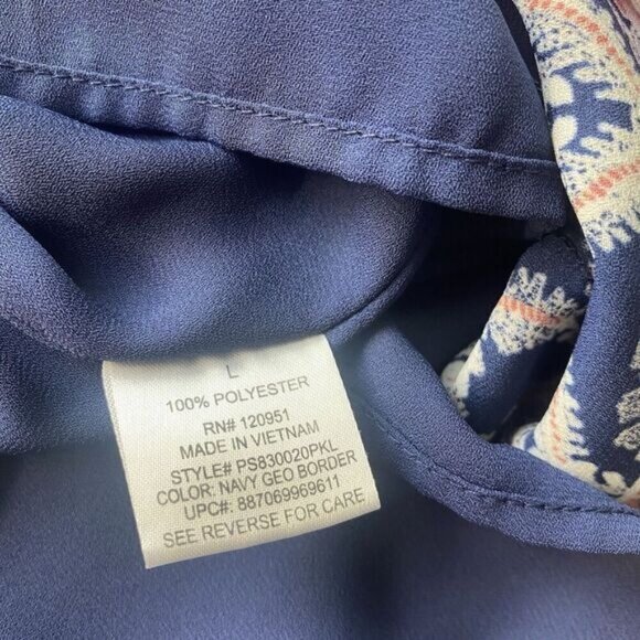 Pink Republic Women’s Sleeveless Navy Print Mini Dress Size Large Pre Owned - Picture 8 of 13